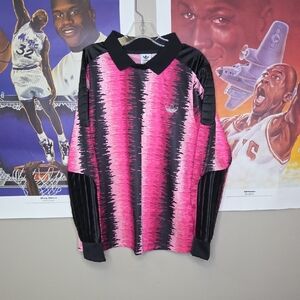 Adidas Pink and Black Casual Button Down Shirt